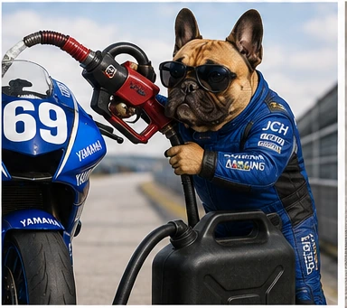 Illustration de Shelby au ravitaillement de la Yamaha numéro 69