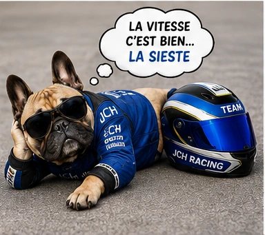 Illustration de Shelby en pause avec un casque JCH Racing